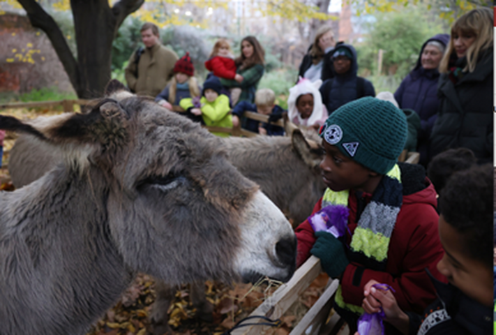 Wintershal child with donkey smaller